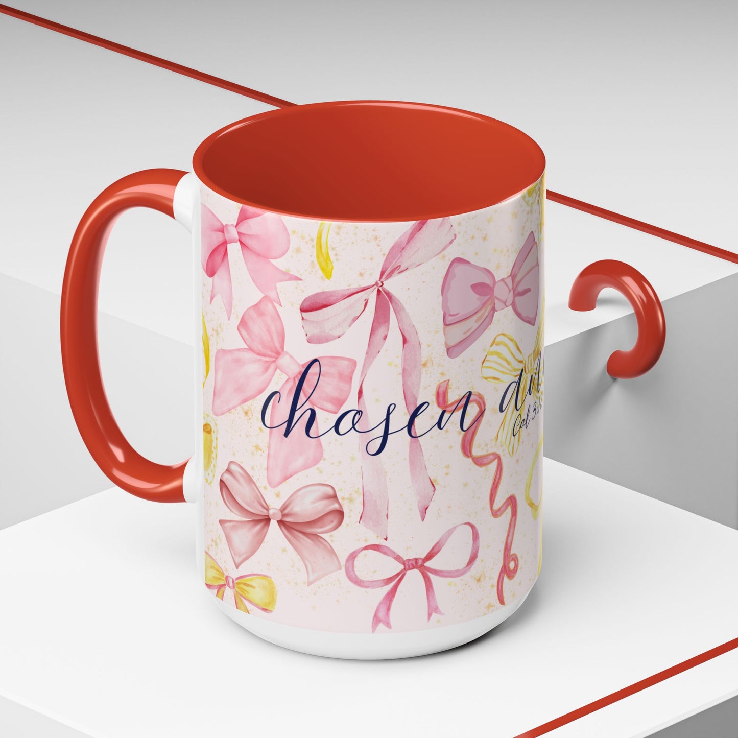 Accent Mug - Chosen and Loved Coquette Pink and Yellow