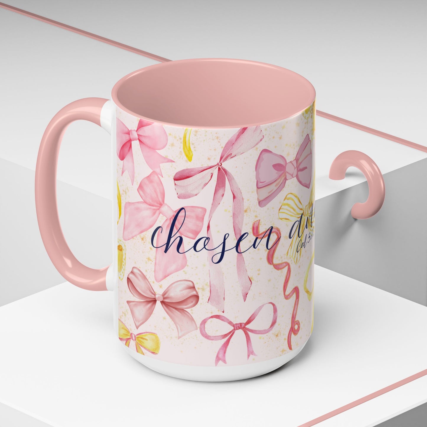 Accent Mug - Chosen and Loved Coquette Pink and Yellow