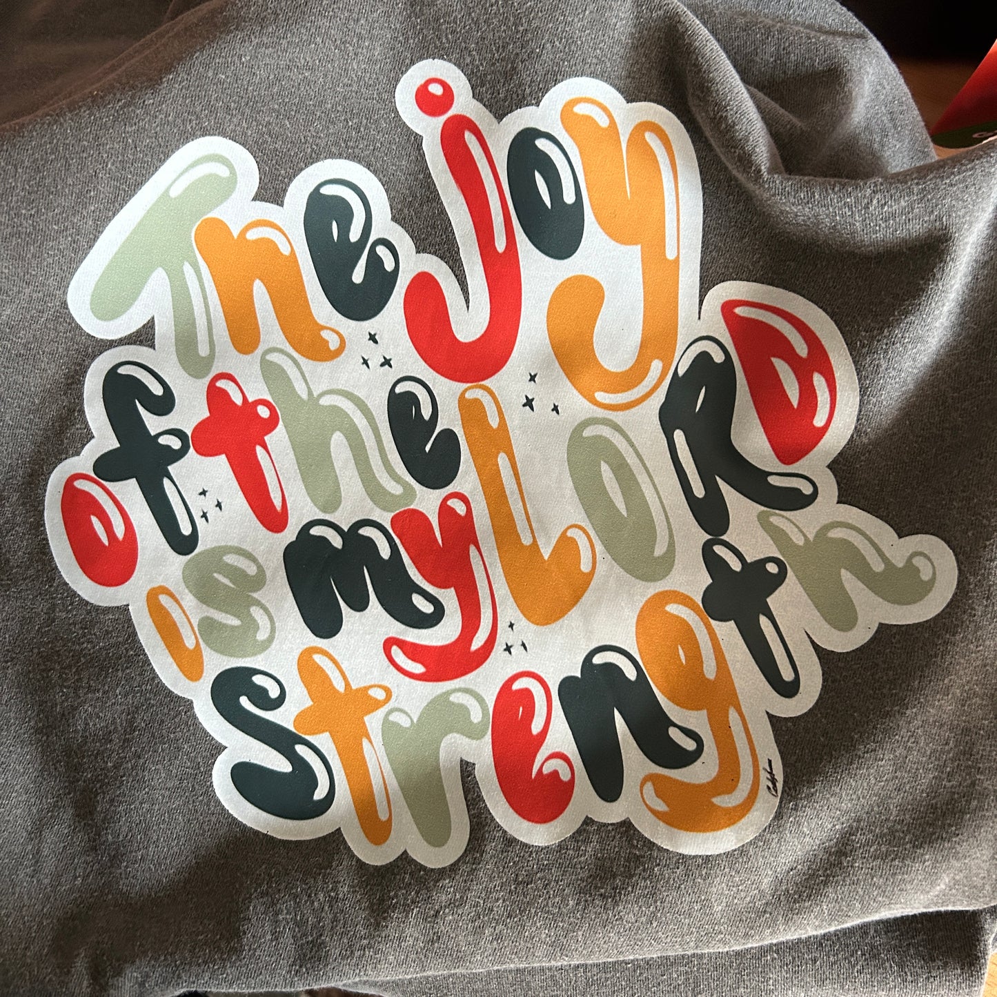 Joy of the Lord is My Strength Washed Out Grey Tee