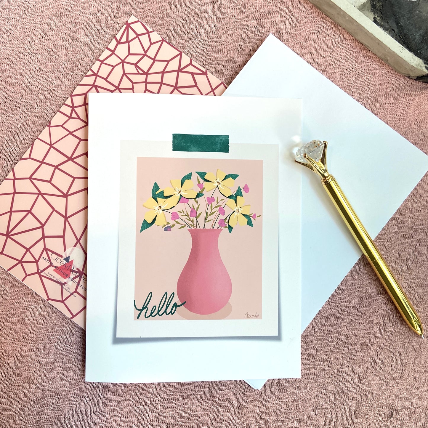 Yellow Wild Flowers Hello Greeting Card