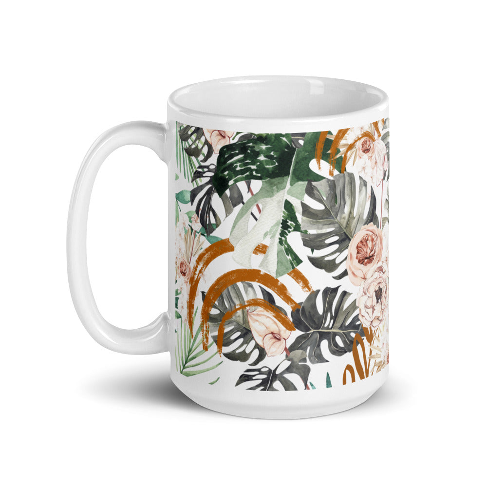 Pretty In Peace Plants White glossy mug
